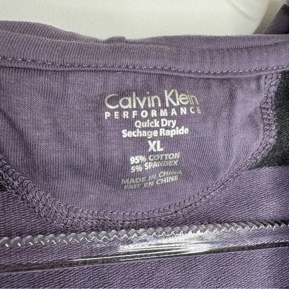 Calvin Klein Performance Quick Dry Striped Purple and Dark Grey Zip Hoodie XL - Picture 9 of 12